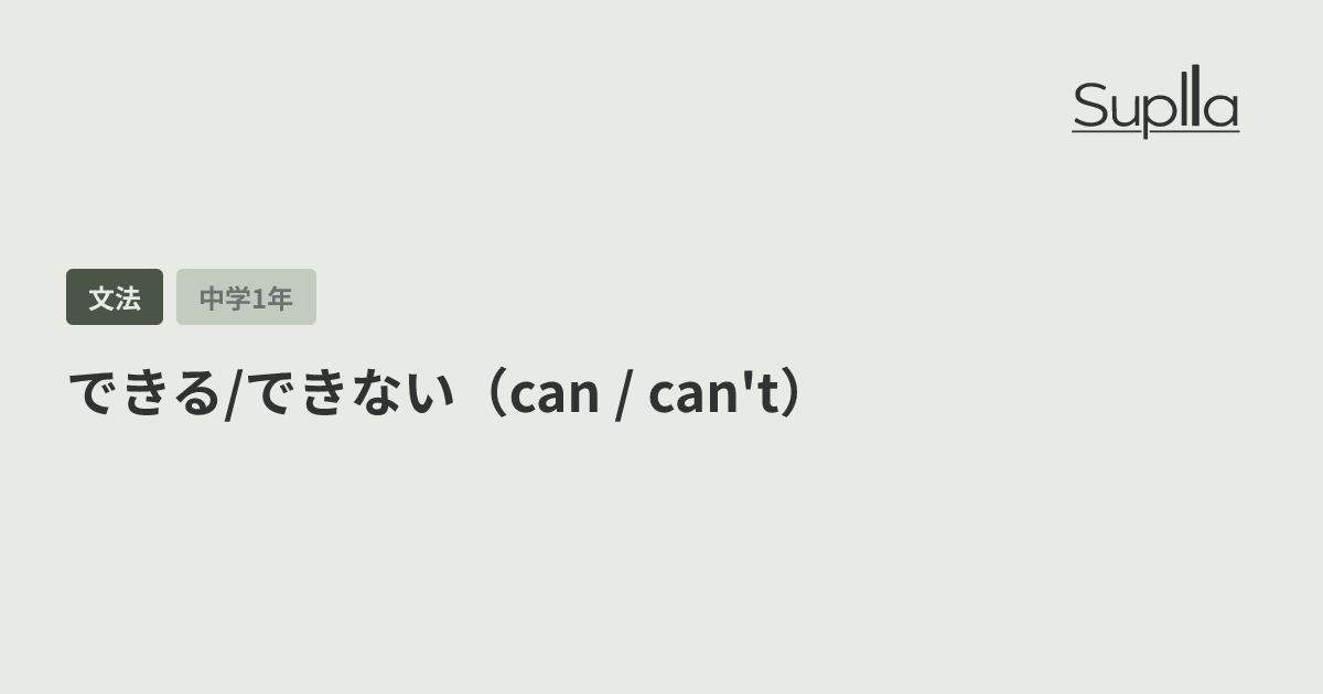 できる/できない（can / can't）